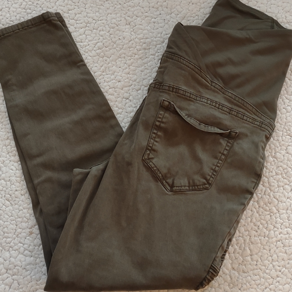 Isabel Maternity Straight Recto Army Green Stretchy Jeans Size 10